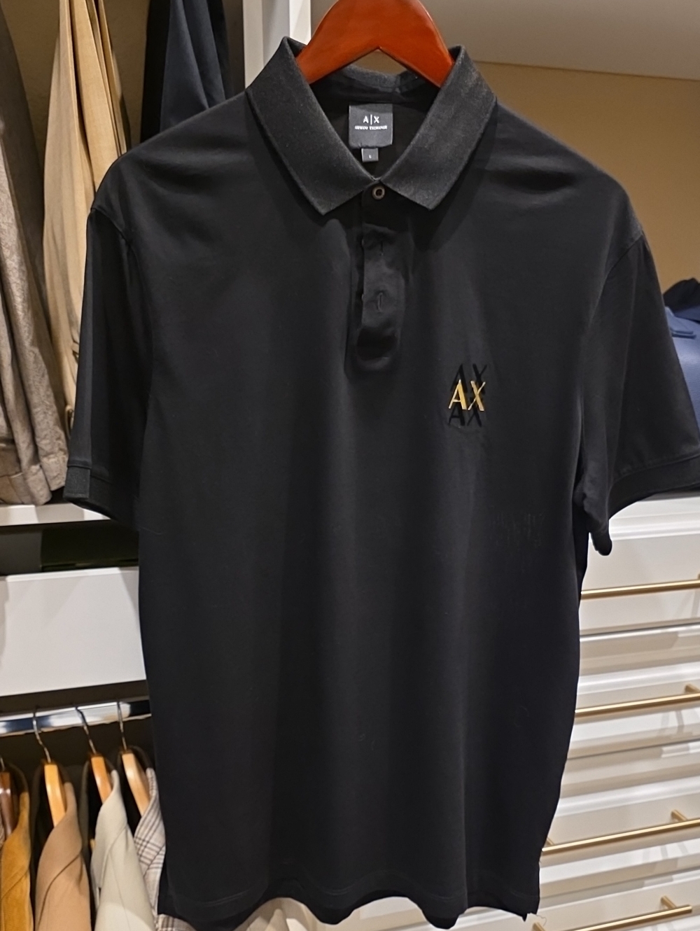 A/X Armani Exchange Black Polo with Gold Logo
